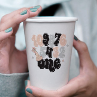 Gobelets En Papier Compte à rebours de la veille du Nouvel An Premier