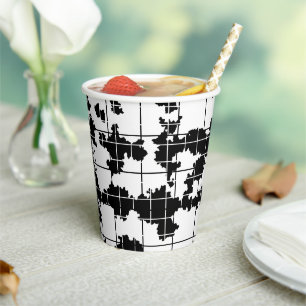 Gobelets En Papier Conception d'art abstrait organique noir et blanc
