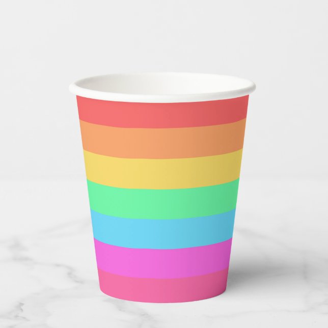Gobelets En Papier Conception de bandes de couleurs arc-en-ciel paste (Recto)