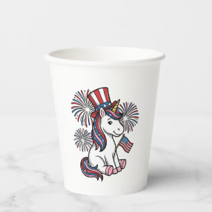 Gobelets En Papier Conception de chemise de feu d'artifice de licorne