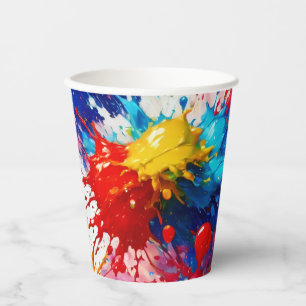 Gobelets En Papier Conception de éclaboussure de peinture humide colo
