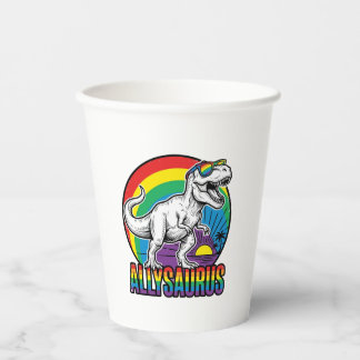 Gobelets En Papier Conception de T-Shirt Vintage Dinosaure Arc-en-Cie