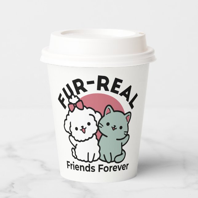 Gobelets En Papier Conception "Fur-Real Friends Forever" (Recto)