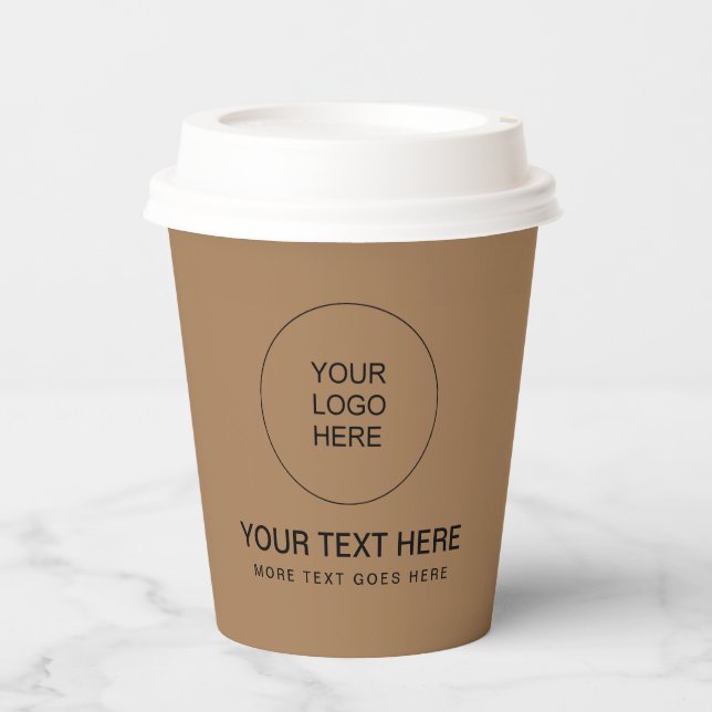 Gobelets En Papier Conception Minimale Coupe Brown Papercup Avec Couv (Recto)