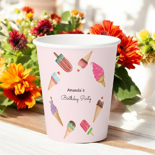Gobelets En Papier Cônes de glace Popsicles Fête Rose
