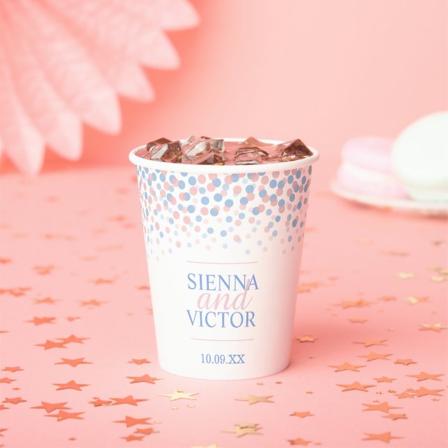 Gobelets En Papier Confetti bleu rose mariage personnalisé tasses en  (Insitu)