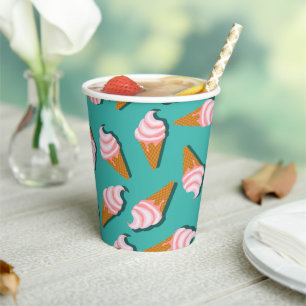 Gobelets En Papier Congés gaufres crème glacée et motif de yaourt con