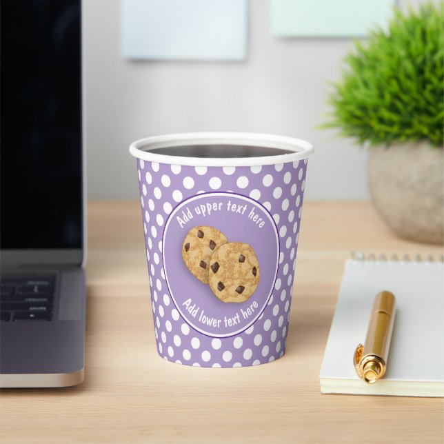 Gobelets En Papier Cookie Time Your Text on mignon pointillé violet (Insitu)