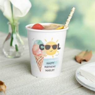 Gobelets En Papier Cool d'été Tropical Beach Ice Cream Anniversaire