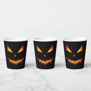 Gobelets En Papier Cool effrayant Jack O'Lantern visage Halloween noi
