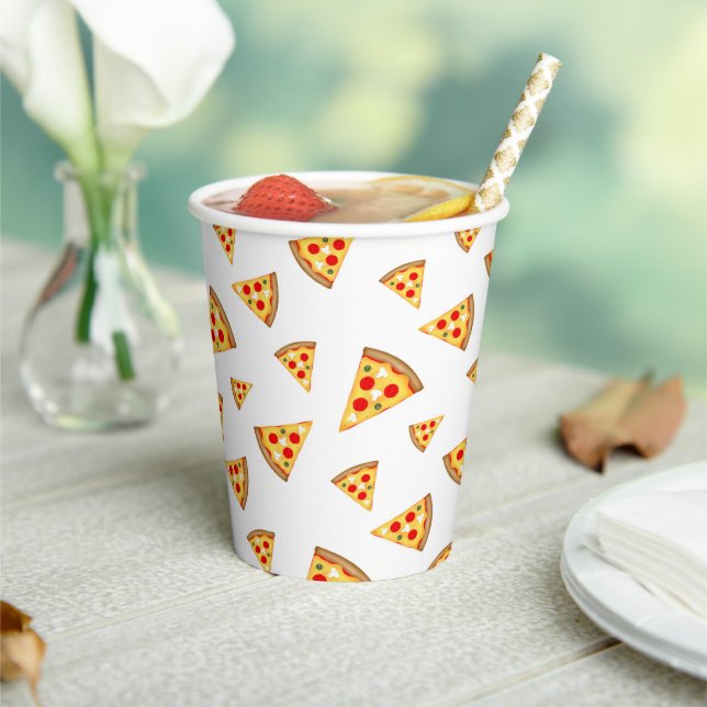 Gobelets En Papier Cool et amusante pizza tranches motif sur blanc (Insitu)