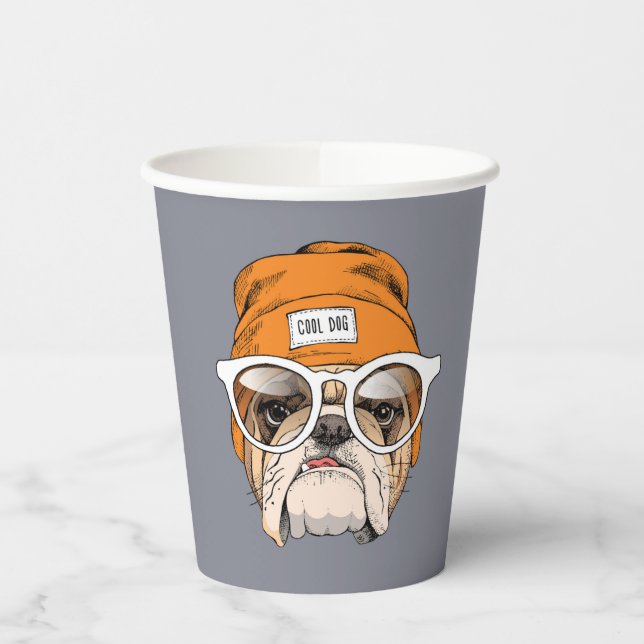 Gobelets En Papier Cool Hipster Bulldog (Gauche)