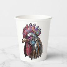 Coq Cyberpunk Art mécanique iridescent