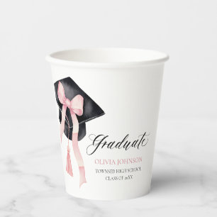 Gobelets En Papier Coquette de chou rose moderne Diplômé