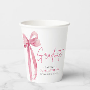 Gobelets En Papier Coquette de la botte rose moderne Graduate Graduat