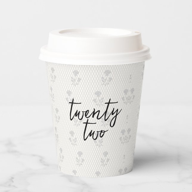 Gobelets En Papier Coquette Disco Ball & Black Bow Lace Anniversaire (Recto)