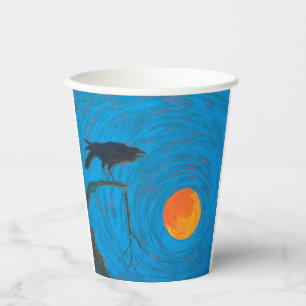 Gobelets En Papier Corbeau et Pleine lune