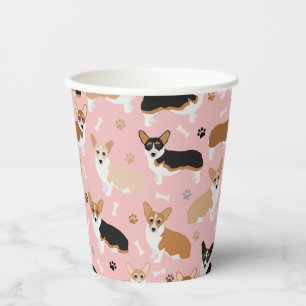 Gobelets En Papier Corgi Chiens Passes et Bones Coupes en papier