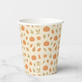 Gobelets En Papier Cosy épice Citrouille Automne Motif sans couture