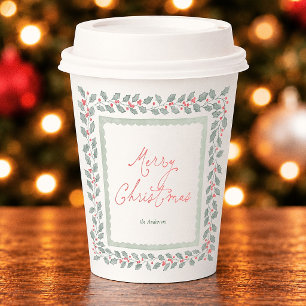 Gobelets En Papier Cottagecore Sage Botanique Joyeux Noël
