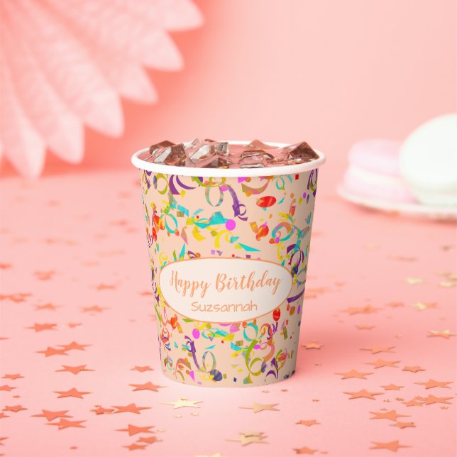 Gobelets En Papier Couleur Confetti Toss Occasion spéciale Personnali (Insitu)