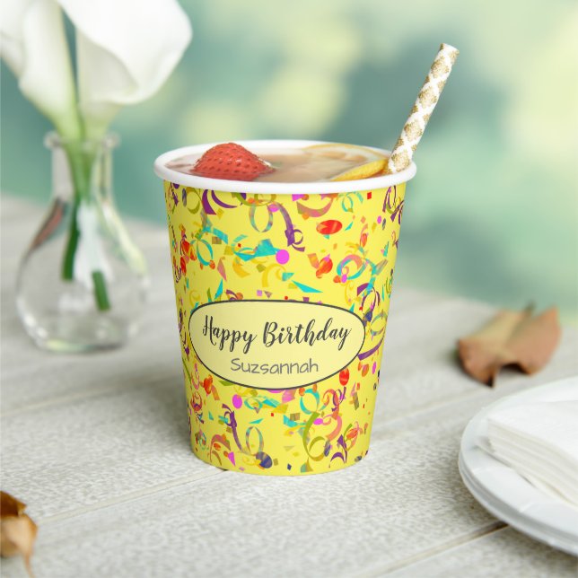 Gobelets En Papier Couleur Confetti Toss Occasion spéciale Personnali (Insitu)