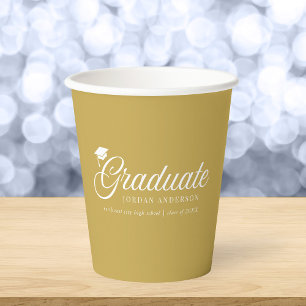 Gobelets En Papier Couleur de fond modifiable Diplômé en toque univer