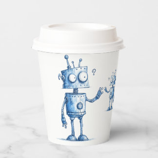 Gobelets En Papier Coupe de café robot de dessin animé — Tech Buddy A