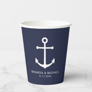 Gobelets En Papier Coupe de Mariage de papier moderne marine bleu Anc