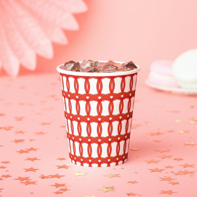 Gobelets En Papier Coupe de papier - Anneaux tissés en rouge (Insitu)