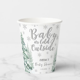 Gobelets En Papier Coupe de papier Baby shower d'hiver Silver Forest