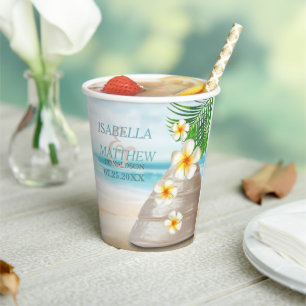 Gobelets En Papier Coupe de papier de mariage de plage