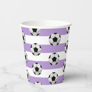 Gobelets En Papier Coupe de papier de soccer violet et blanc
