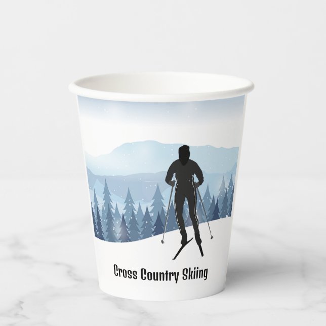 Gobelets En Papier Coupe de papier design ski de fond (Recto)