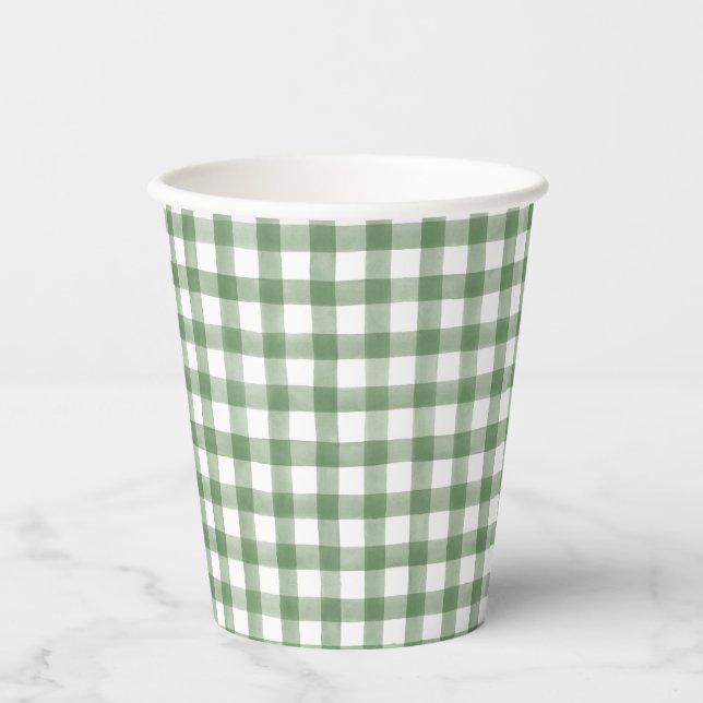 Gobelets En Papier Coupe de papier En vichy vert (Recto)