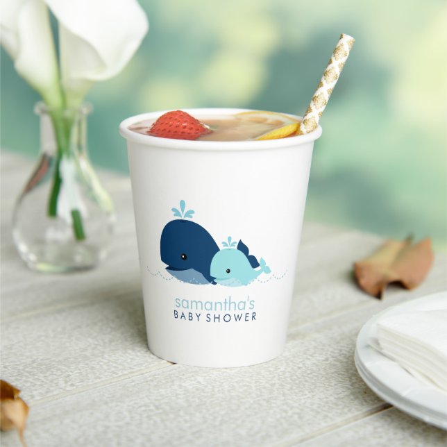 Gobelets En Papier Coupe de papier Maman et Bleue Bébé Baleines (Insitu)