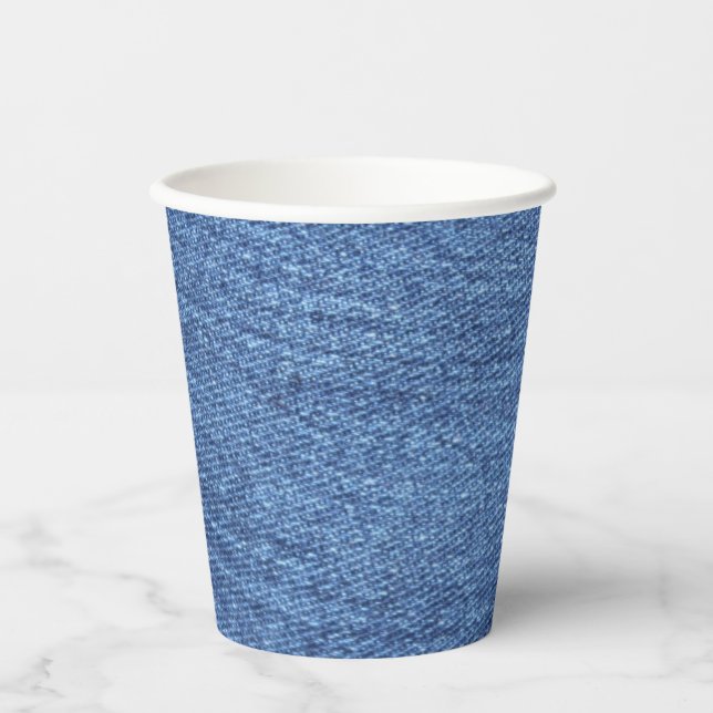 Gobelets En Papier Coupe de papier photo bleu blanc Denim Texture Loo (Recto)