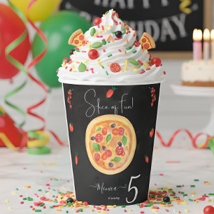 Gobelets En Papier Coupe de plaisir, anniversaire de pizza