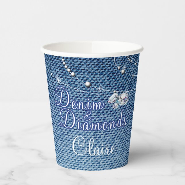 Gobelets En Papier Coupe Diamants et Denim Party Paper (Gauche)