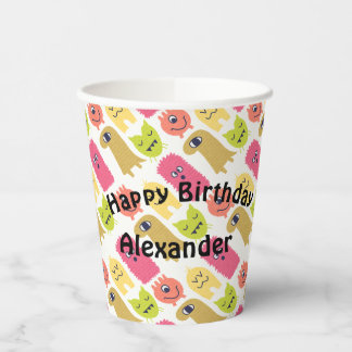 Gobelets En Papier Coupe du Monster Kawaii pour l'anniversaire