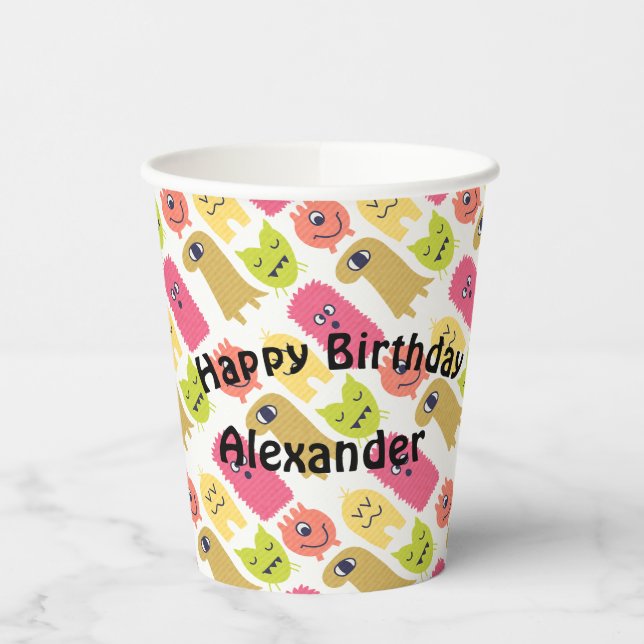 Gobelets En Papier Coupe du Monster Kawaii pour l'anniversaire (Gauche)