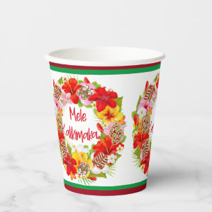 Gobelets En Papier Coupe Hawaiian Mele Kalikimaka Tropical Wreath Pap