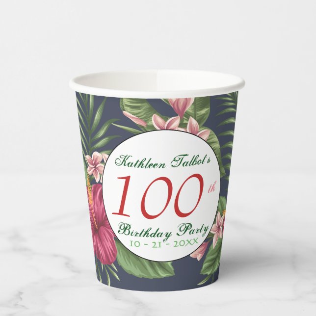Gobelets En Papier Coupe Hibiscus 100e anniversaire de la partie papi (Gauche)