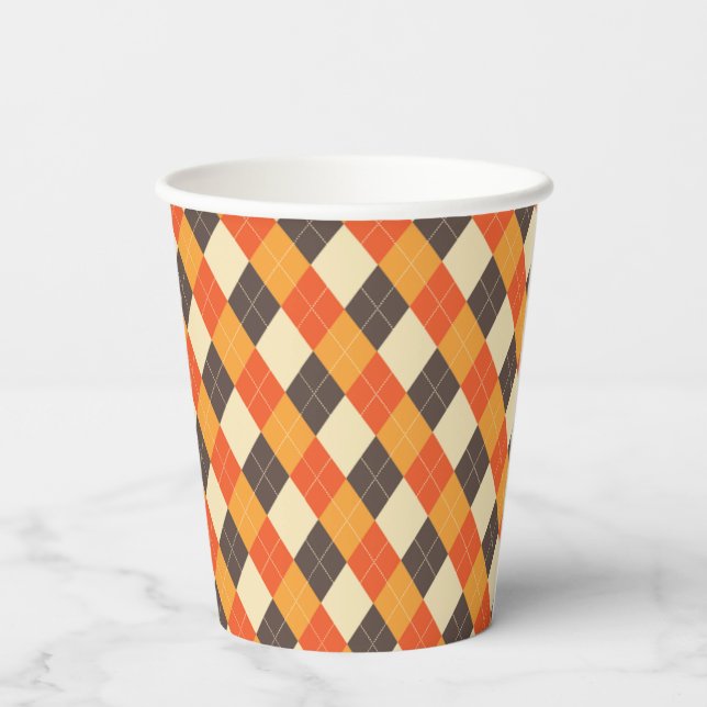 Gobelets En Papier Coupe Jacquard de papier couleur automne (Verso)
