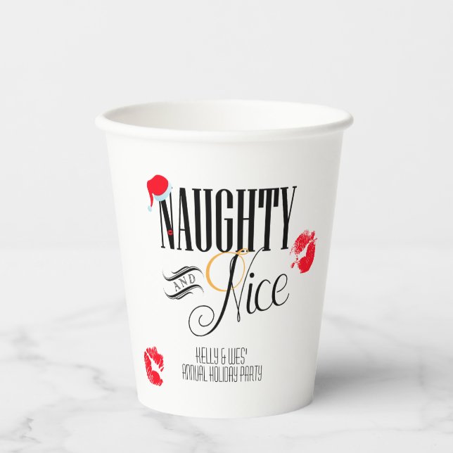 Gobelets En Papier Coupe Naughty et Nice de papier de vacances (Recto)