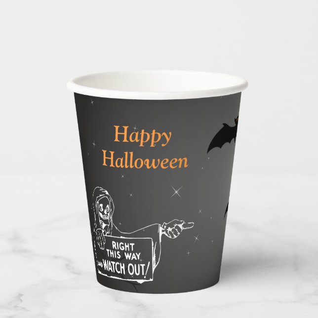 Gobelets En Papier Coupe Papier Halloween Maison Chasse Peur (Recto)