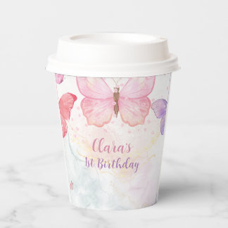 Gobelets En Papier Coupe Papier papillon rose et violet