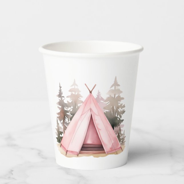 Gobelets En Papier Coupe Pink Tent Camping (Recto)