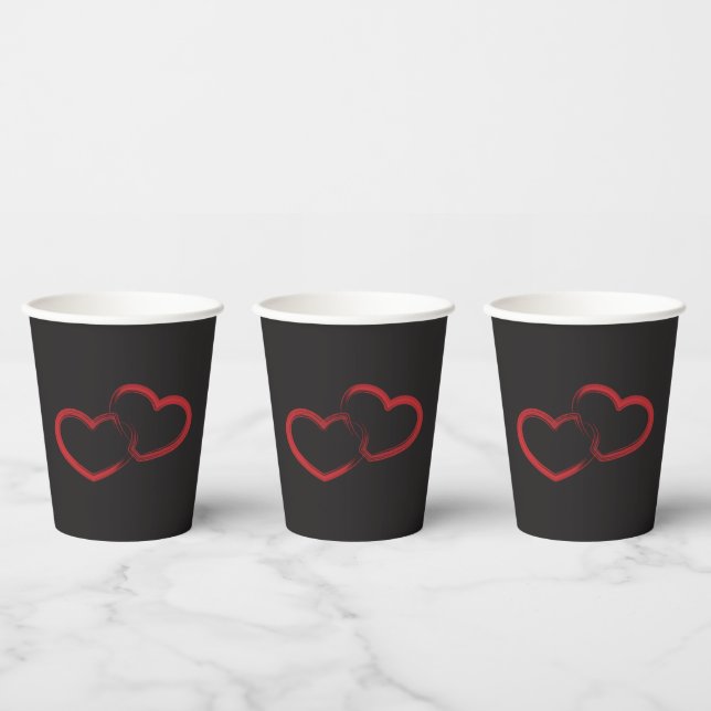 Gobelets En Papier Coupe Red Double Coeur Papier (Multi)