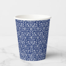 Coupe vintage de papier floral bleu et blanc
